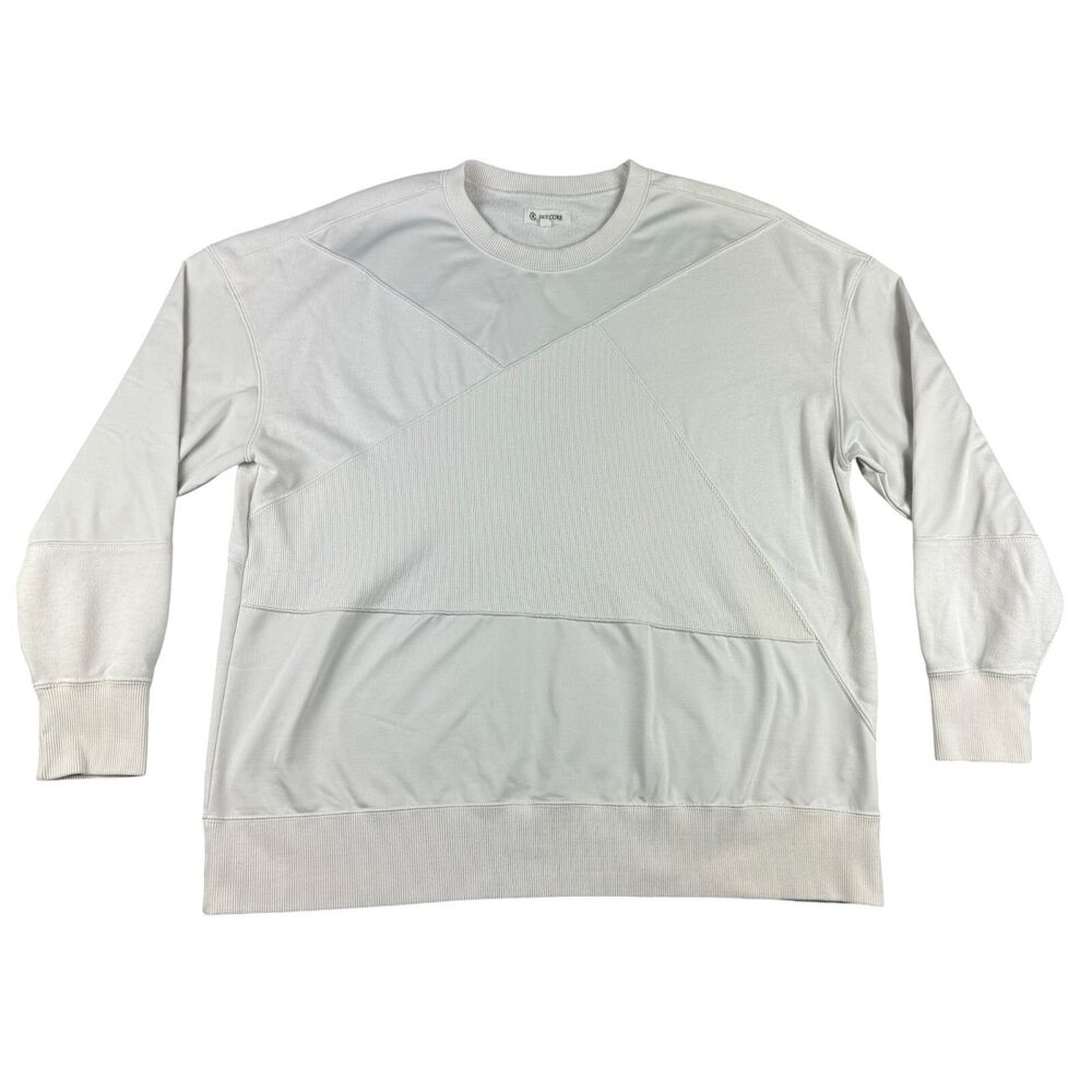 BKE Core Pullover Women's Medium White Sweater Long Sleeve Abstract Stretch Top